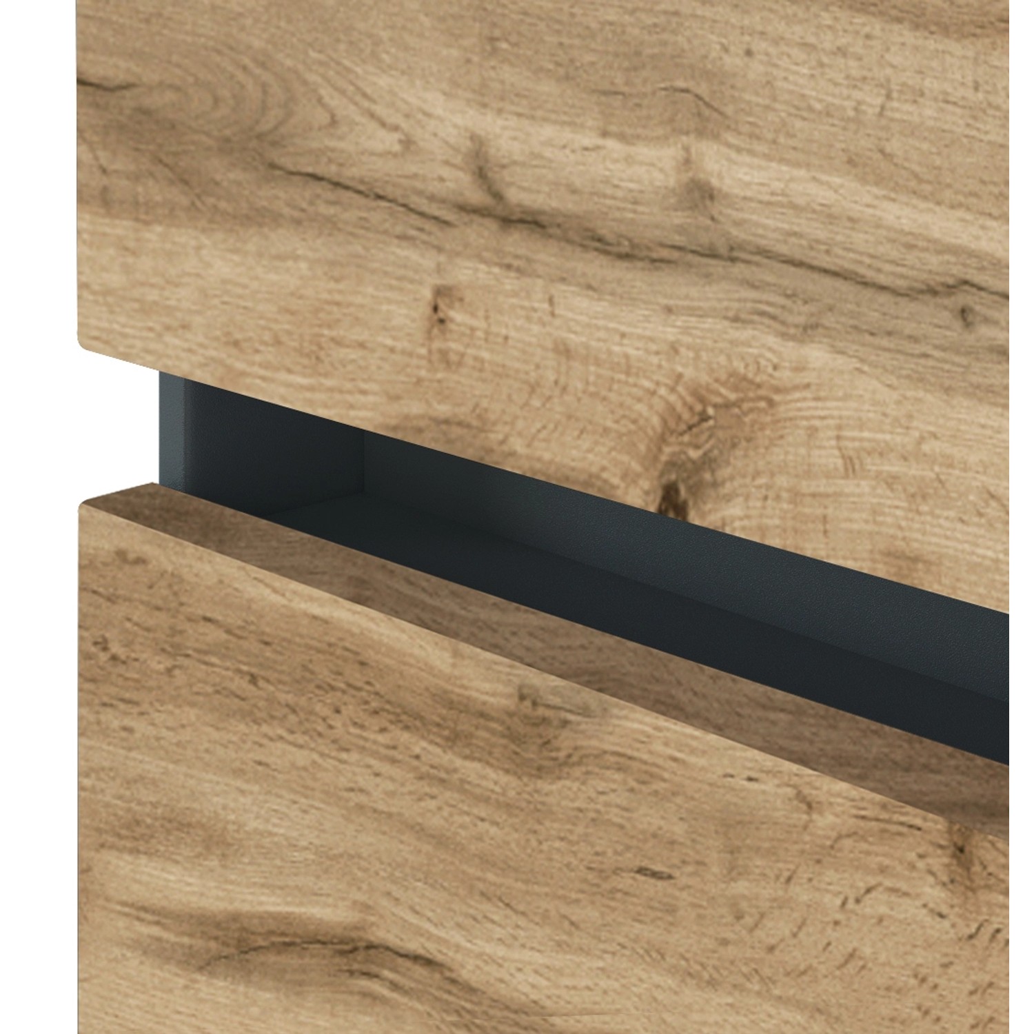 Detailaufnahme: Held Möbel Waschbeckenunterschrank Bari in Wotaneiche/Graphitgrau.