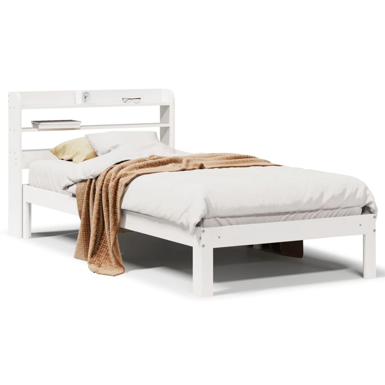 vidaXL Bettgestell mit Kopfteil ohne Matratze Weiß 90x200 cm 3306783 günstig online kaufen