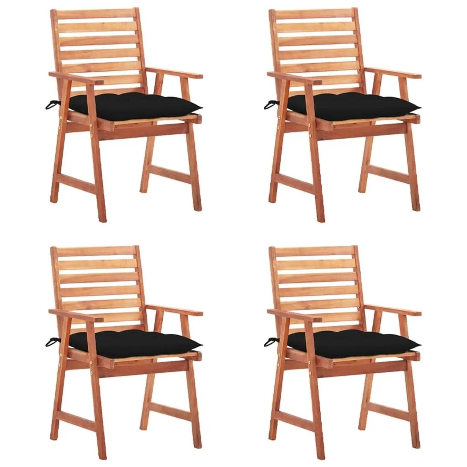 vidaXL Garten-Essstühle 4 Stk mit Kissen Massivholz Akazie 3078342