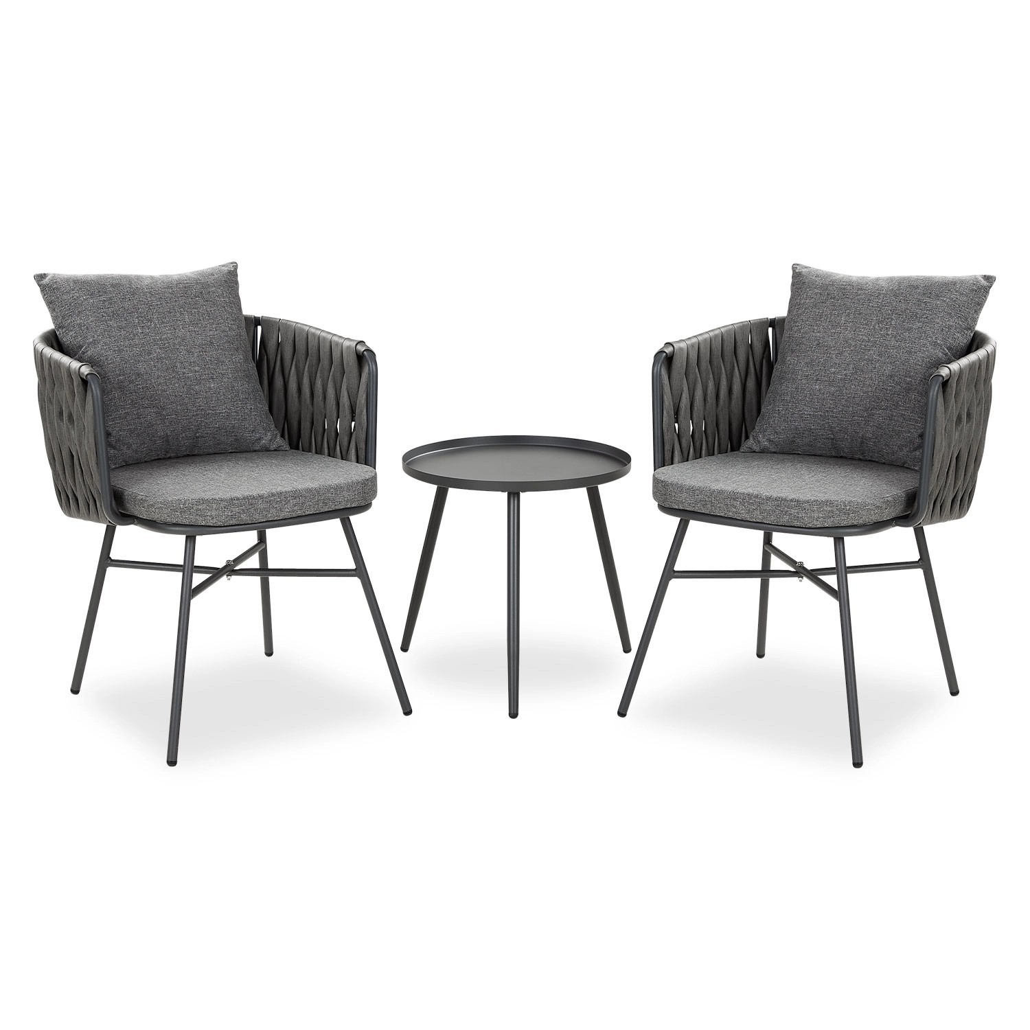 Homestyle4u Gartenmöbel Set 3-tlg. in Grau 2445 günstig online kaufen