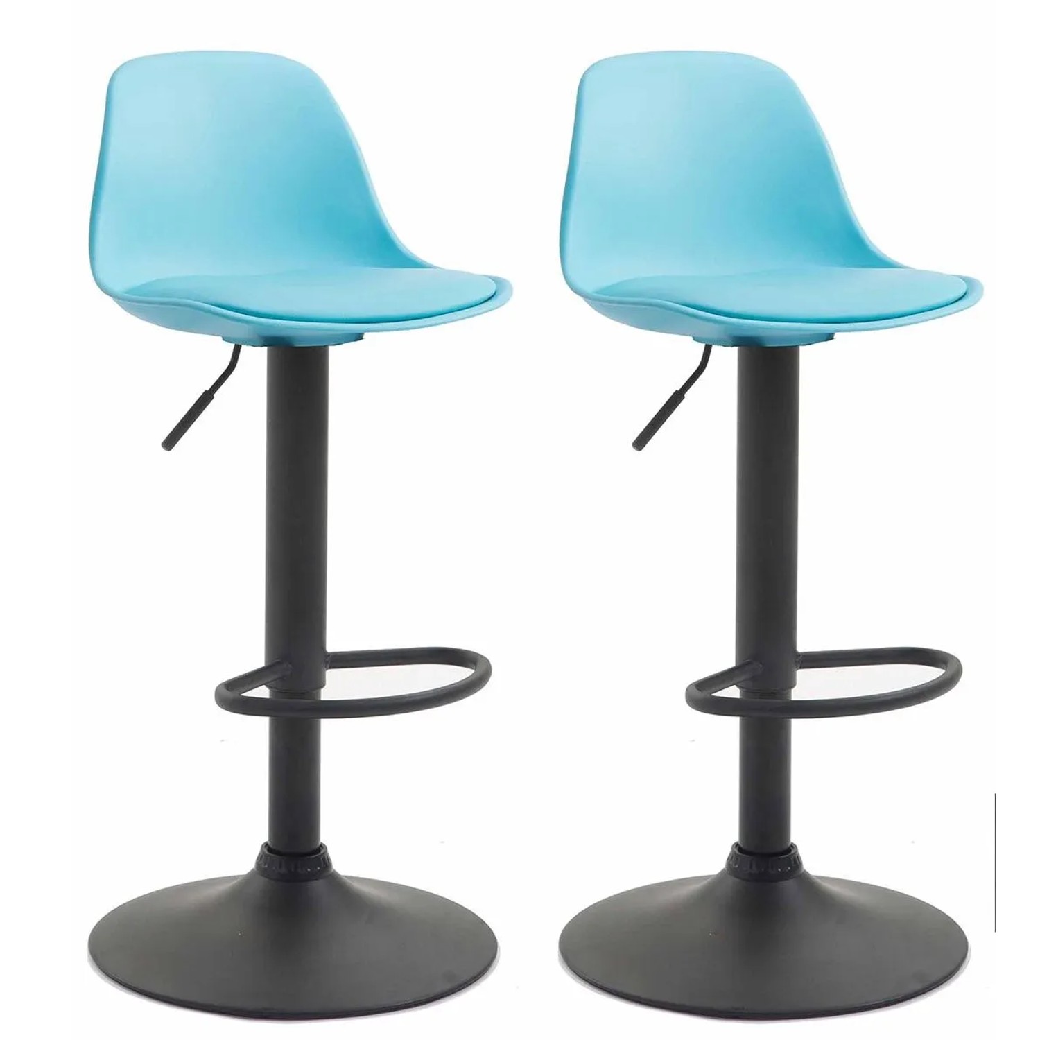 DELUKE 2er Set Barhocker LUNOR Kunstleder Blau 39x43x82cm Schwarz Barstuhl Mit Lehne Tresenhocker Tresenstuhl