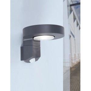 Lutec Solar-Außenwandleuchte Diso in Anthrazit mit Bewegungsmelder.