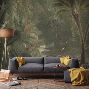 Fototapete Jungle mit Dschungelmotiv im Wohnzimmer, 280x300 cm.