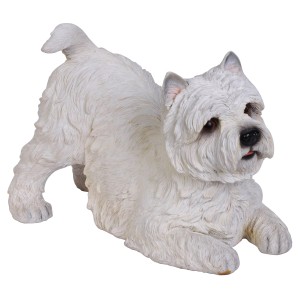 Deko-Figur: Weißer West Highland Terrier Hund, 36 cm, für die Gartendekoration.