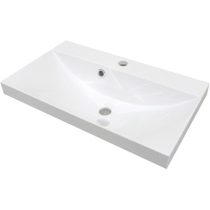 Fackelmann Waschbecken Malua, 60 cm, weiß, aus Gussmarmor, für kleine Bäder.