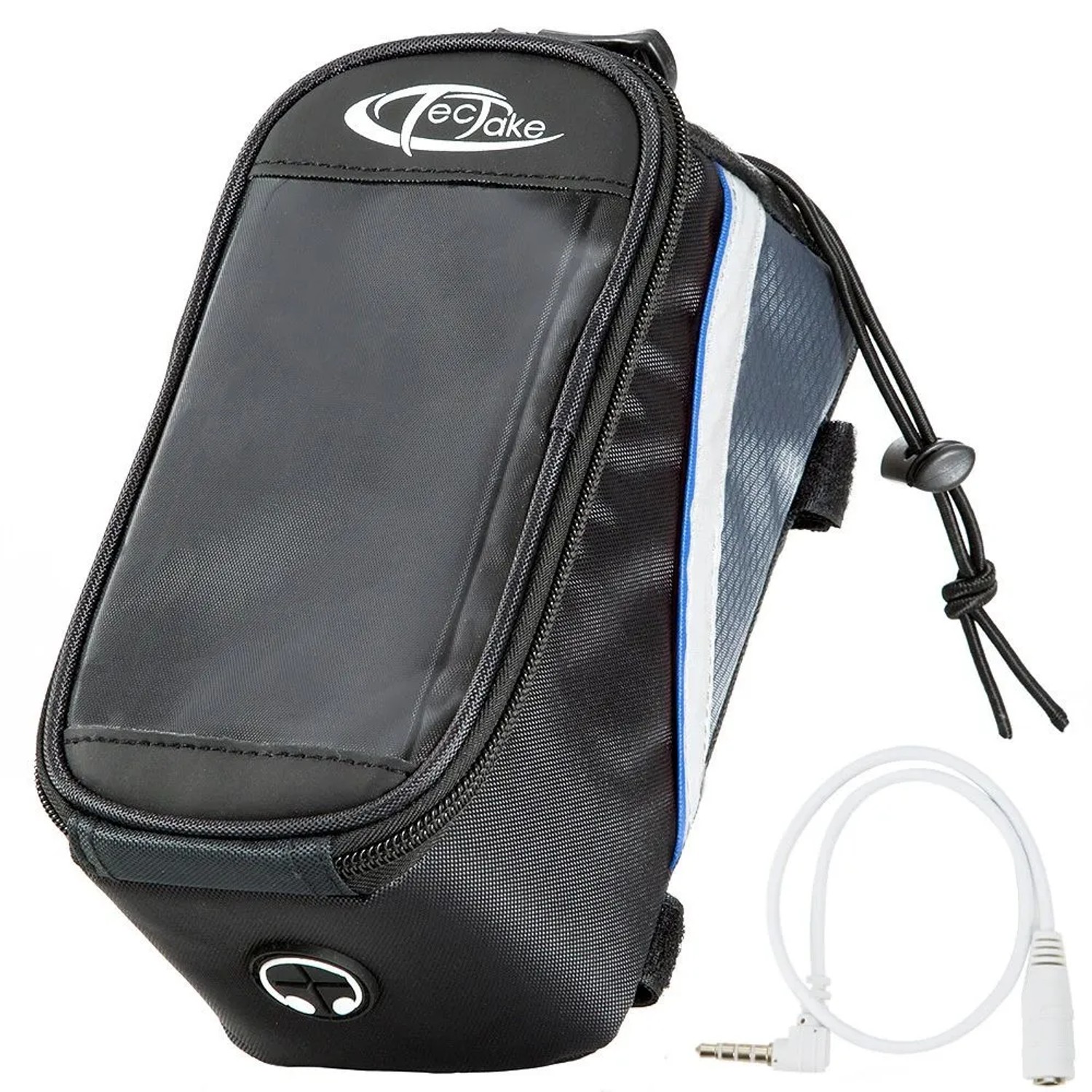 Tectake Fahrradtasche  Mit Rahmenbefestigung Wasserabweisend 20 5 x 10 x 10 5 cm 20 50 x 10 x 10 50 cm Schwarz Grau Blau
