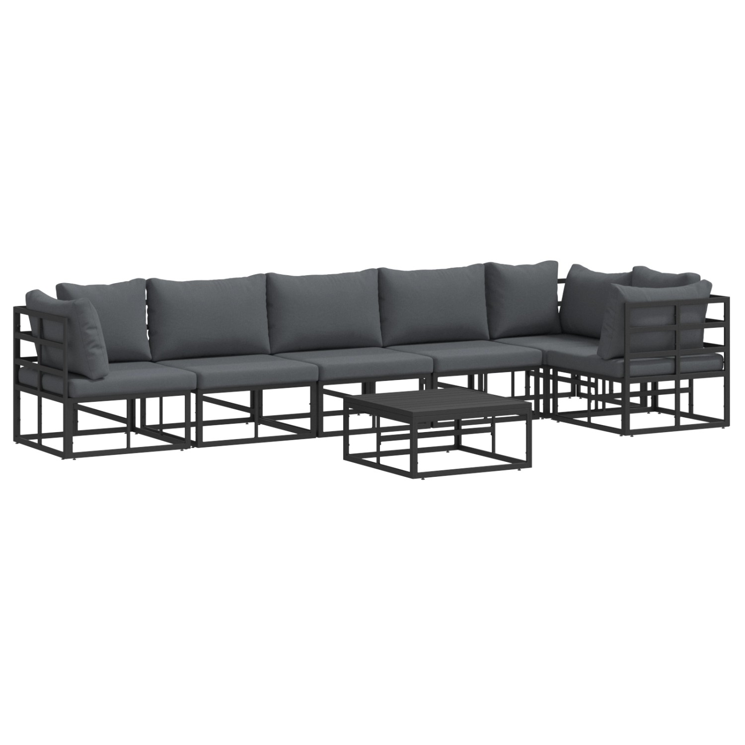vidaXL Garten-Sofa-Set mit Kissen 7-Tlg Schwarz Aluminium 3378869 günstig online kaufen