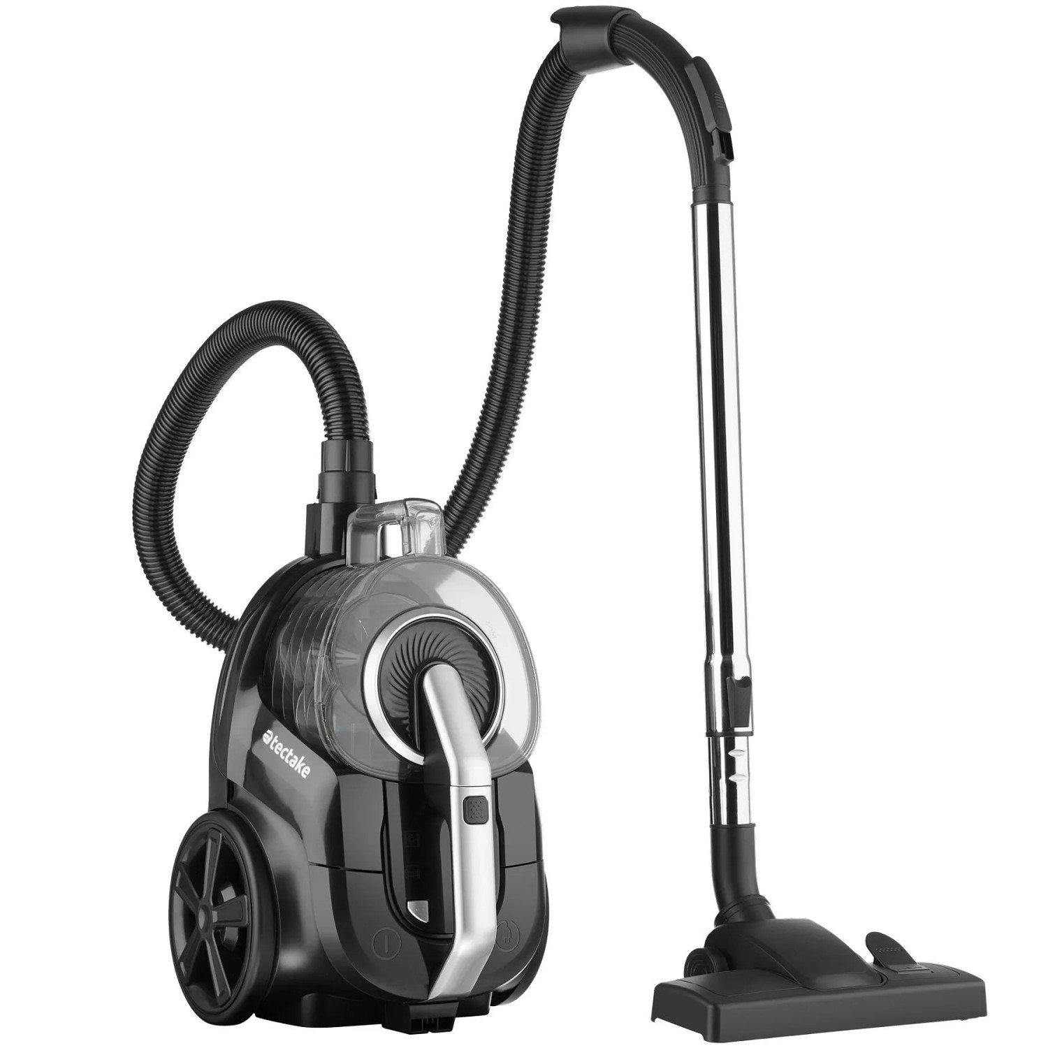 Tectake Staubsauger Vc900 900 W  Beutellos Für Hartböden und Teppich  43 x 27 x 117 cm Schwarz Grau