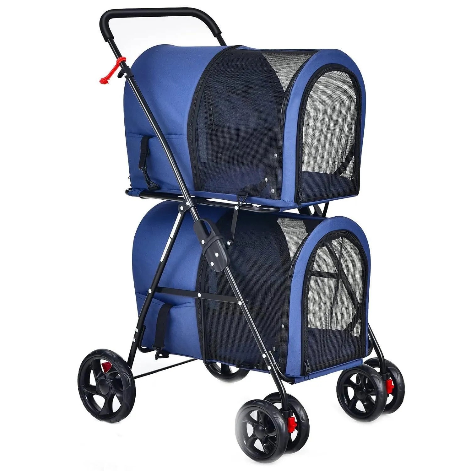 Costway 2 Etagen Hundewagen Buggy Bis 16 kg Blau