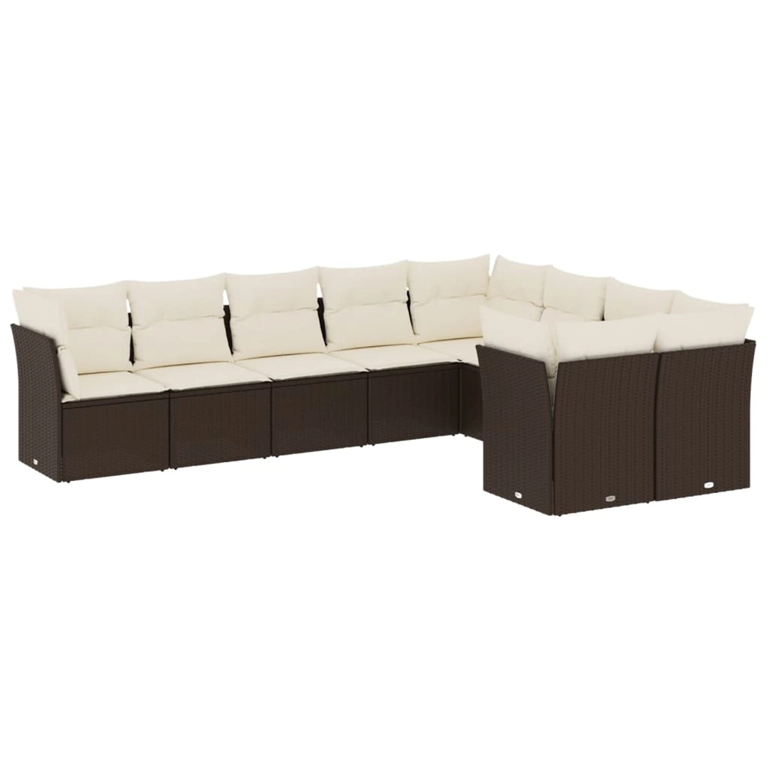 vidaXL 9-Tlg Garten-Sofagarnitur mit Kissen Braun Poly Rattan 3250012 günstig online kaufen
