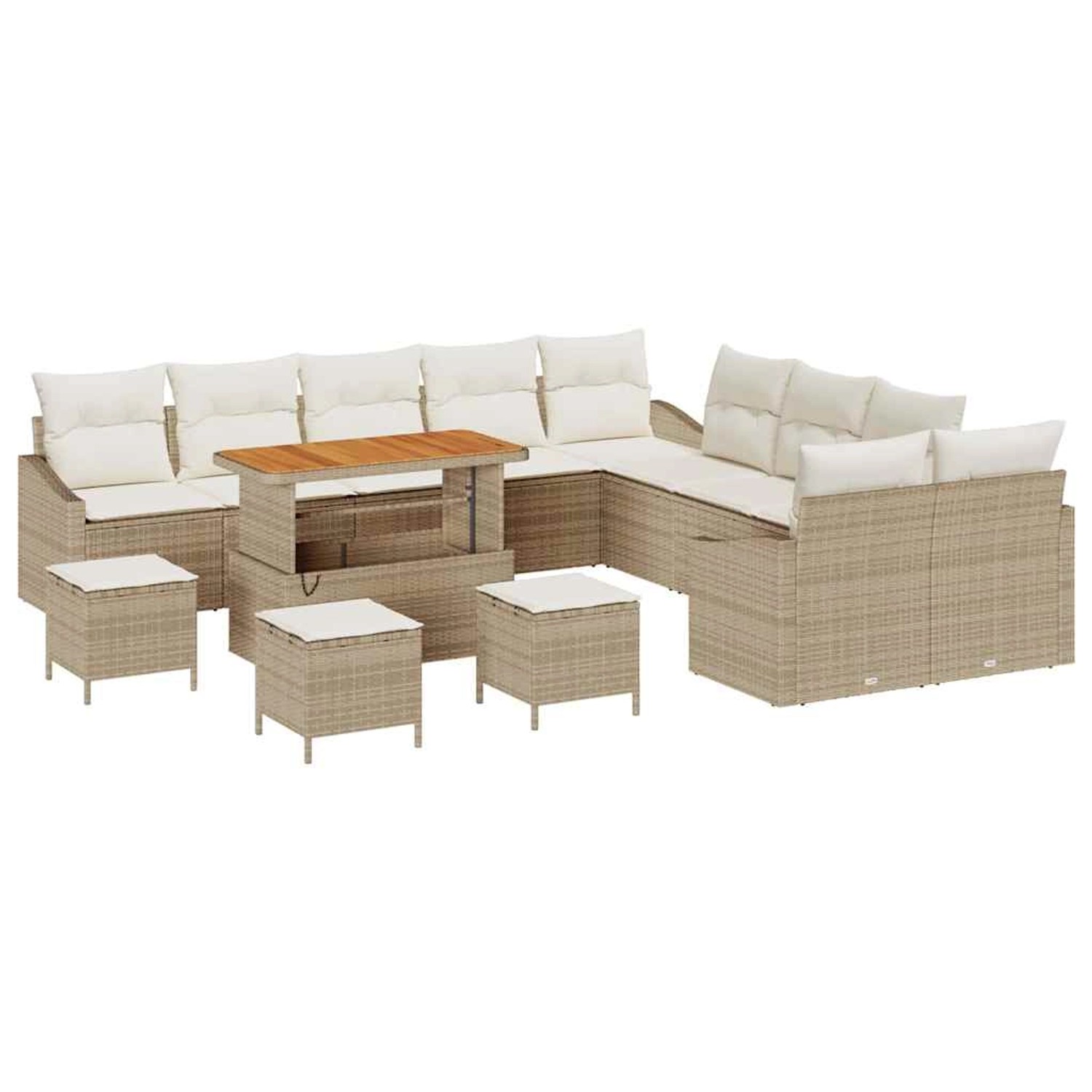 vidaXL Garten-Sofa-Set mit Kissen 14-Tlg Beige Poly Rattan 3362721 günstig online kaufen