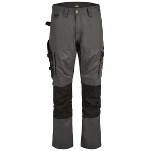 Hans Schäfer Smarthose Artemis Gr. 48, grau-schwarze Workwear Hose mit Taschen und Cordura Verstärkung.
