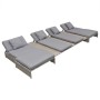 Graues 5-tlg. vidaXL Garten-Lounge-Set aus Rattan mit Auflagen. Gartenmöbel für Terrasse und Garten.