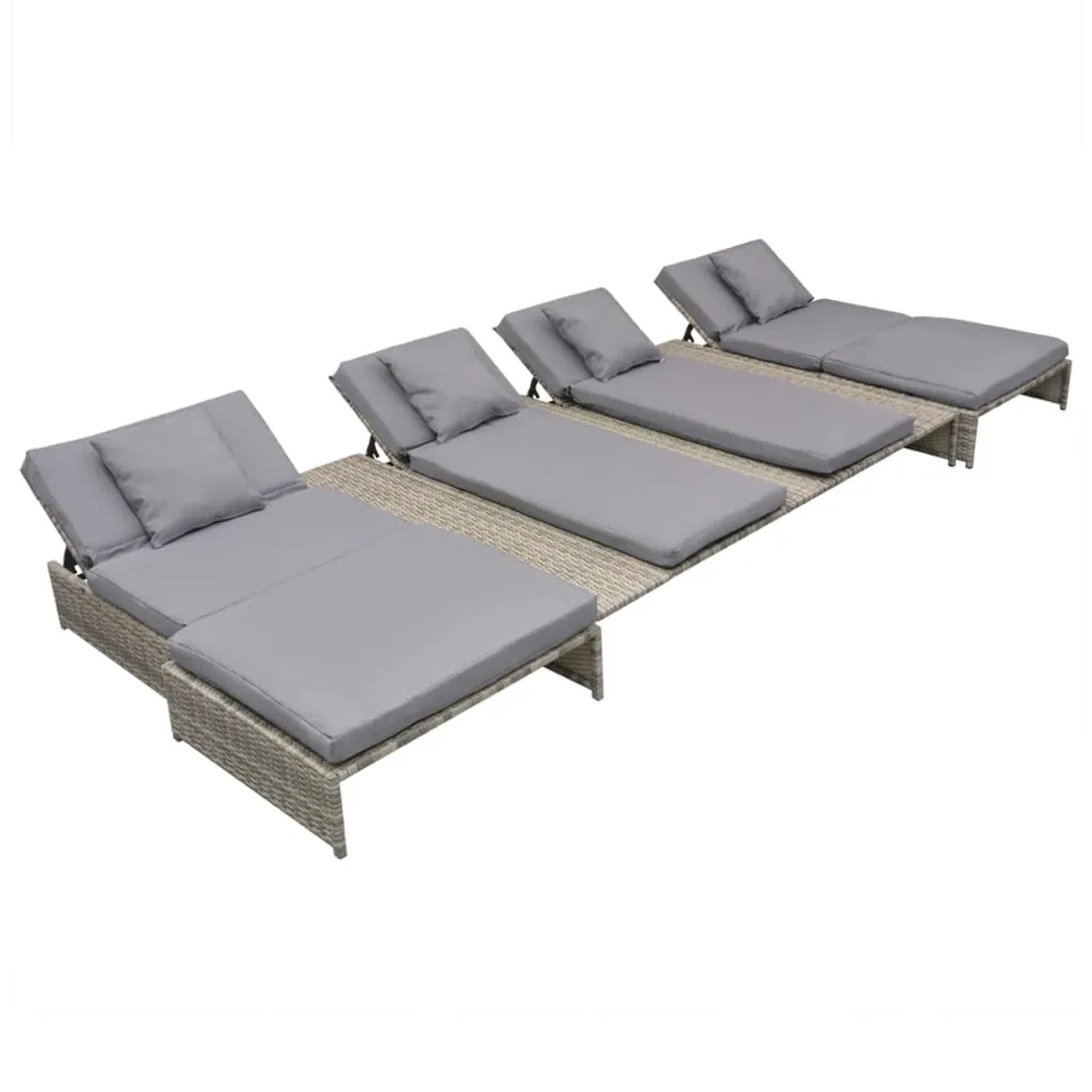 Graues 5-tlg. vidaXL Garten-Lounge-Set aus Rattan mit Auflagen. Gartenmöbel für Terrasse und Garten.