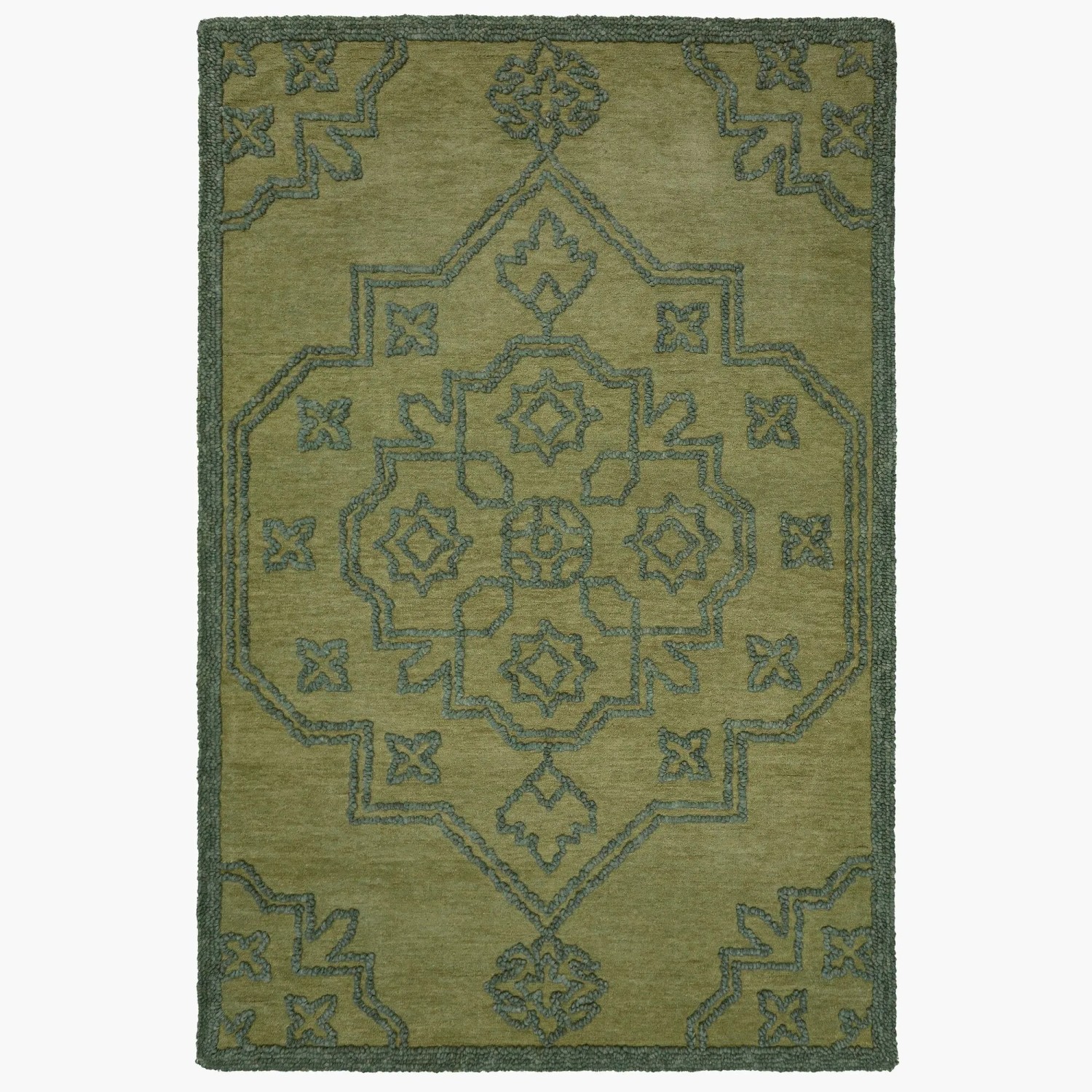Flair Rugs Wollteppich Sable Vintage 160 cm x 230 cm Grün