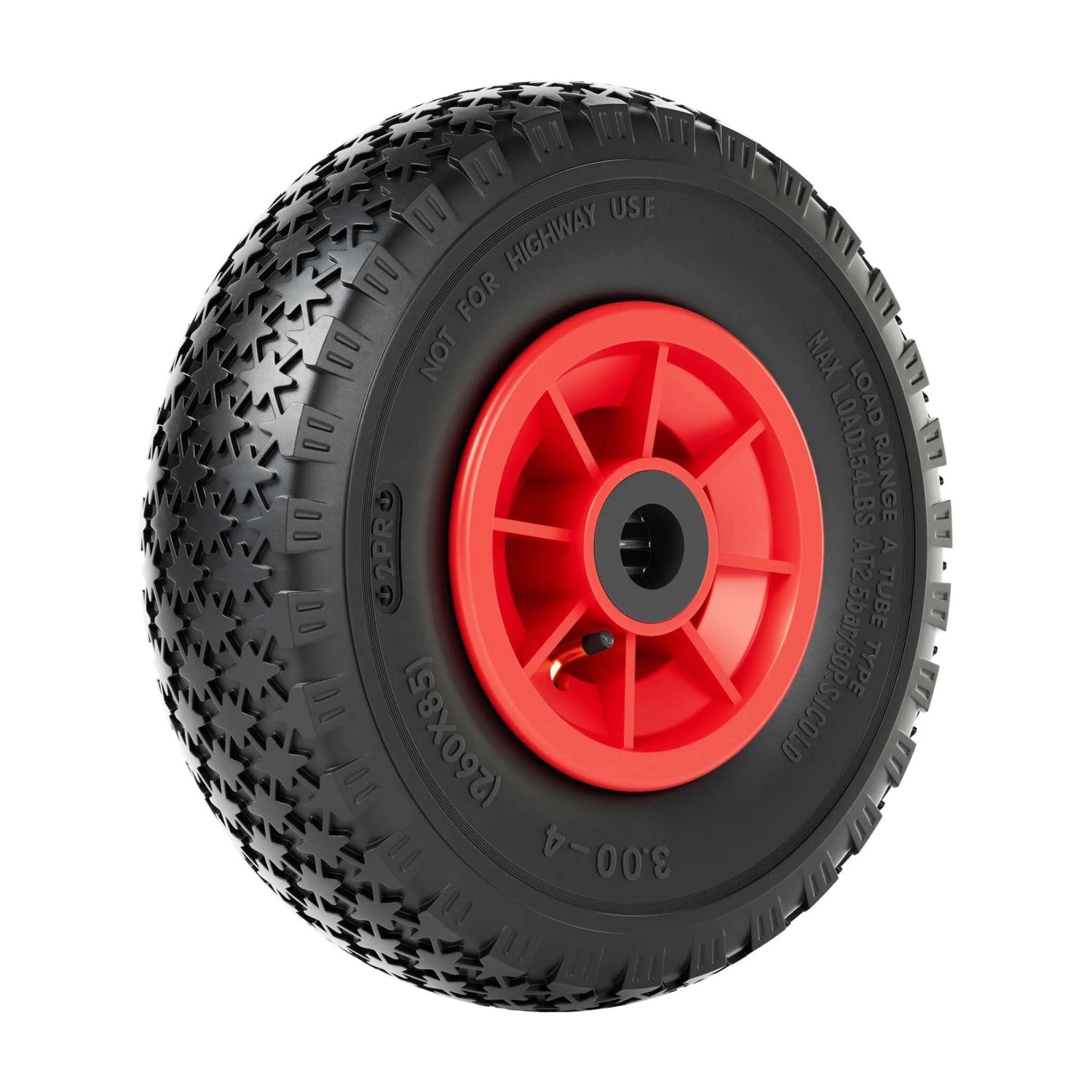 Wiltec Rad Reifen 3.00-4 90Kg Winkelventil Luftreifen Felge Ersatzrad Sackkarre