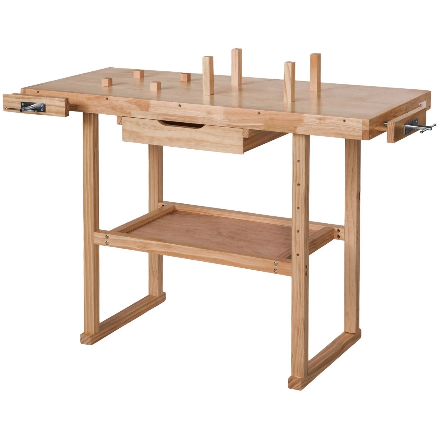 Tectake Holzwerkbank  Mit 2 Schraubstöcken Geräumige Schublade  117 x 47 50 x 83 cm Braun