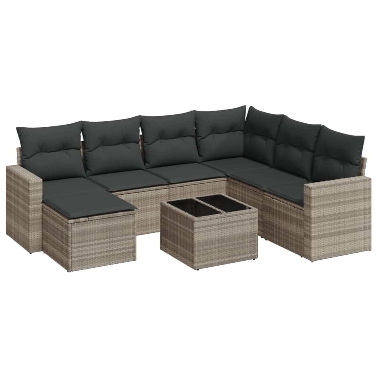 vidaXL 8-Tlg Garten-Sofagarnitur mit Kissen Hellgrau Poly Rattan 3219302 günstig online kaufen