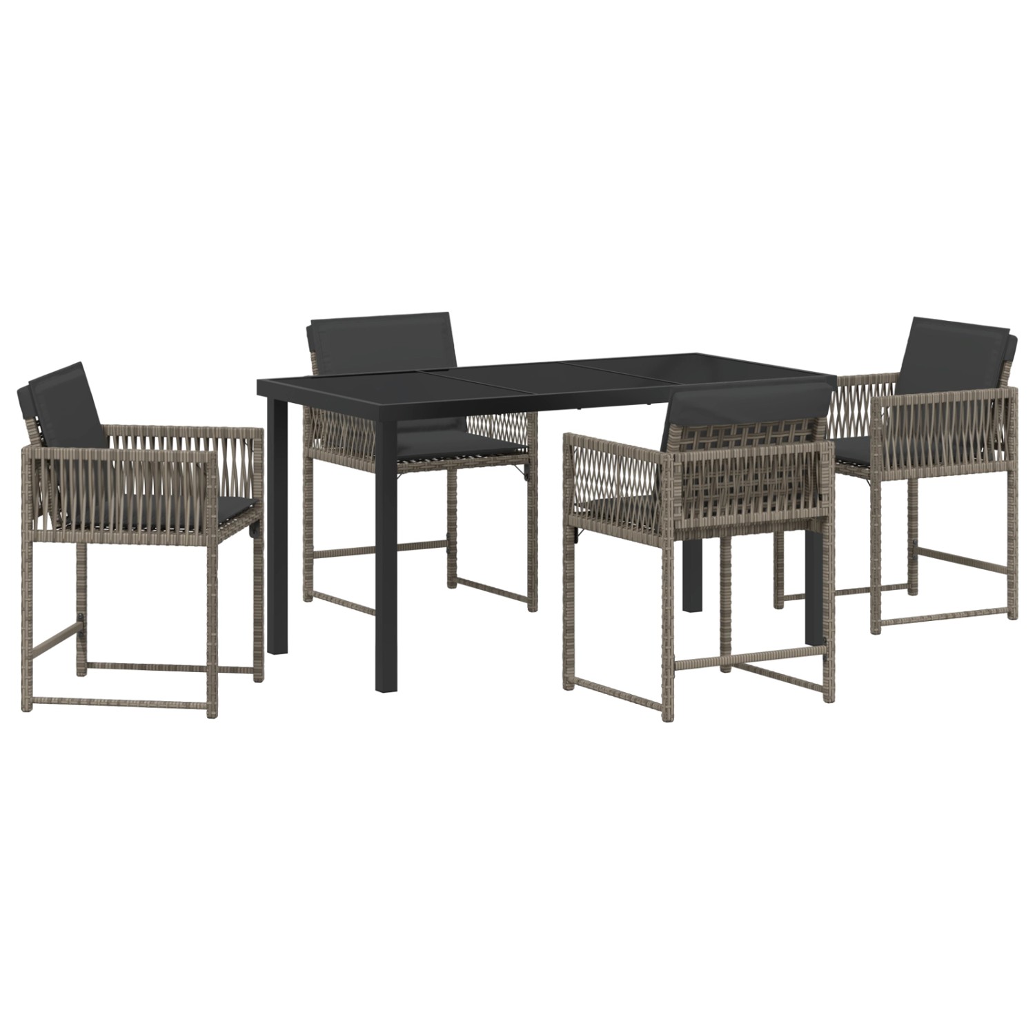 vidaXL Garten Essgruppe 5-Tlg Grau Poly Rattan 3380750 günstig online kaufen