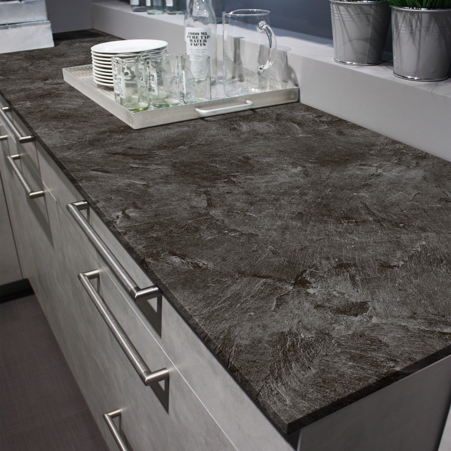 Kaindl Arbeitsplatte in Schieferoptik, 60 cm breit. Küchenarbeitsplatte als Meterware.