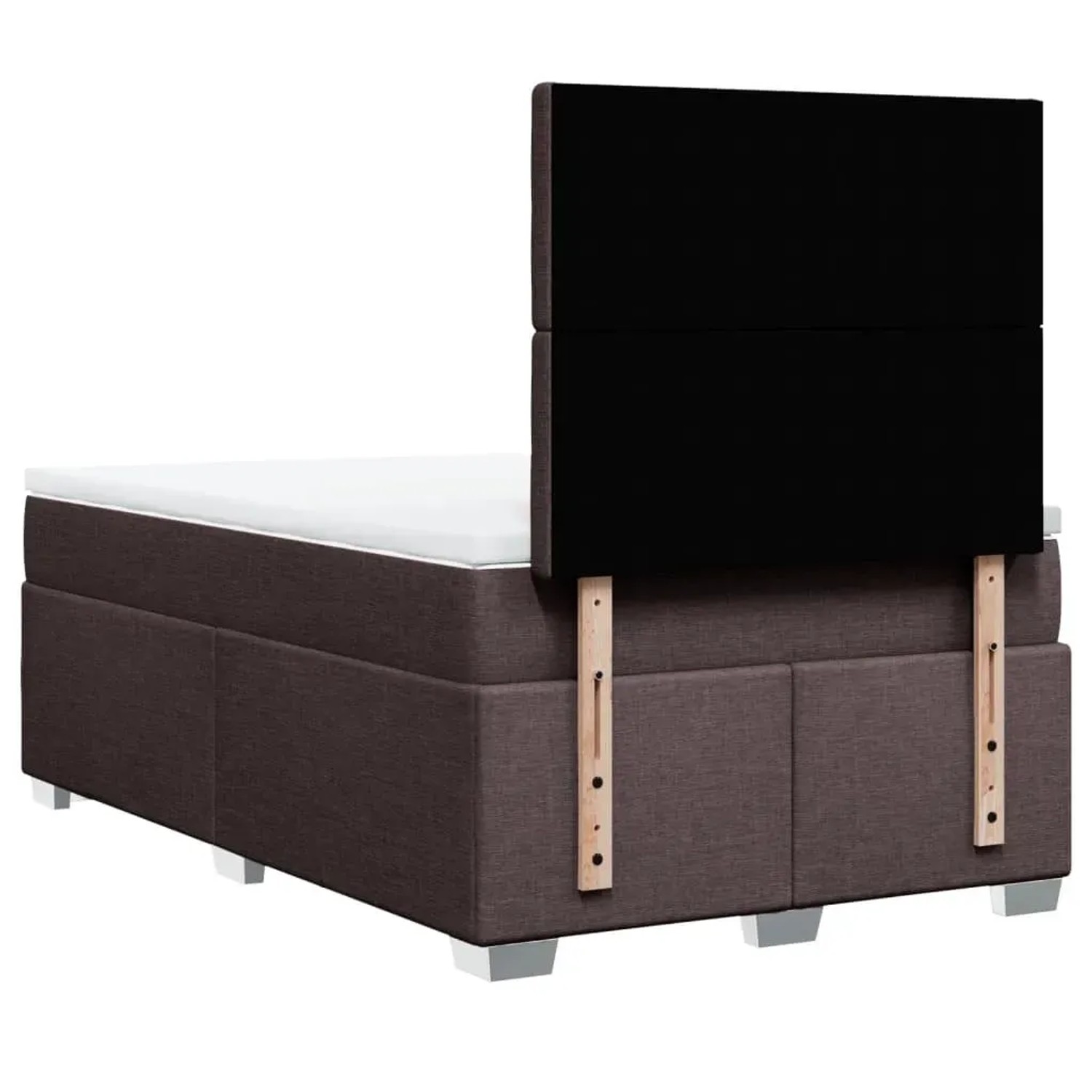 Dunkelbraunes vidaXL Boxspringbett 120x200 cm mit Matratze und Kopfteil.