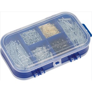 LUX Nagelsortiment 375g im blauen Sortierkasten mit verschiedenen Nagelgrößen und -farben.