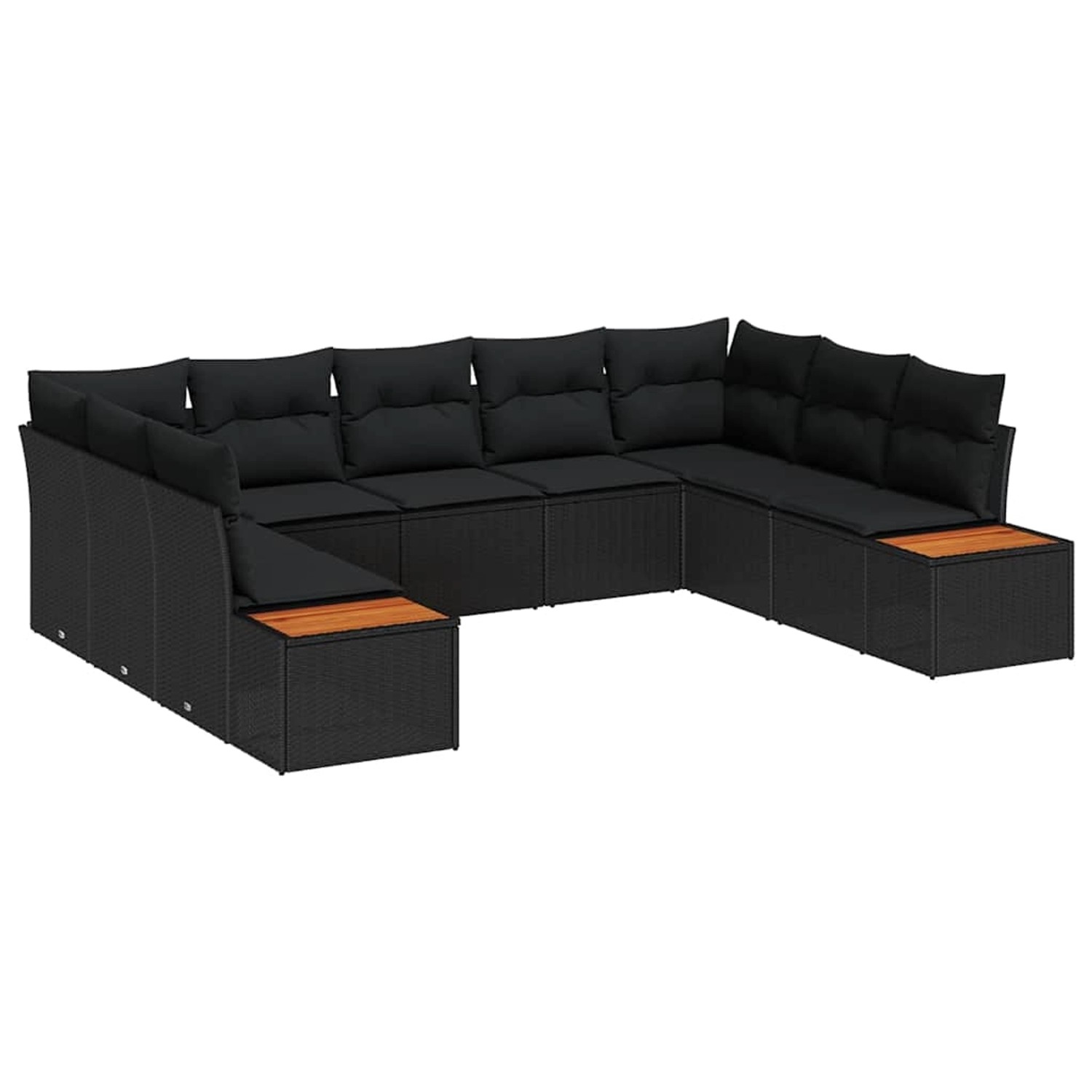 vidaXL 9-Teiliges Gartensofa-Set mit Kissen Schwarz Poly Rattan Akazie 3348 günstig online kaufen