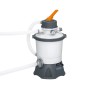 Sandfilteranlage für Bestway Stahlrahmen Pool, grau/weiß, mit Schläuchen und Manometer.