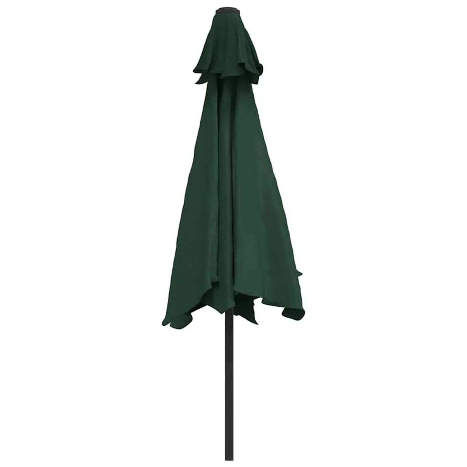 Grüner vidaXL Ampelschirm, 3 m, mit LED-Beleuchtung, geschlossen. Schwarzes Stahlgestell für Garten & Terrasse.