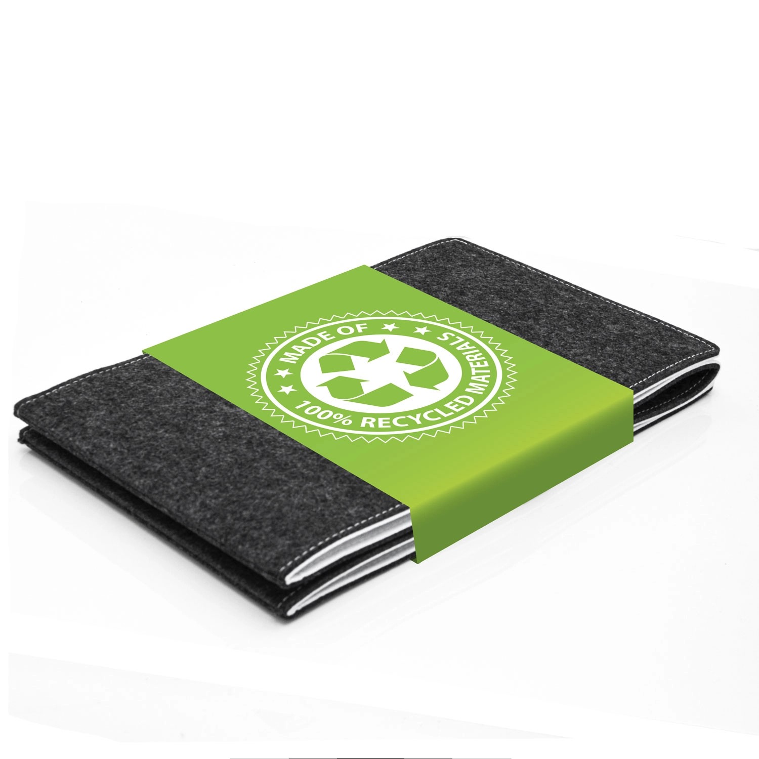 DuneDesign 2er Set Bierbank Polster aus Filz, anthrazit/weiß, mit Banderole aus Recyclingmaterial.