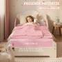 Rosa AIYAPLAY Kinderbett aus MDF mit Wolken-Kopfteil. Kind schläft sicher im niedrigen Bett. Matratze 140x70 cm.