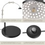 Tectake Bogenleuchte Arcus, schwarz. Verstellbarer Arm, perforierter Schirm, stabiler Sockel, Fußschalter. Retro Innenleuchte.