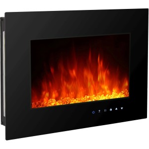 Schwarzer El Fuego Elektrokamin Aarau II mit Flammeneffekt und Touch-Bedienfeld.