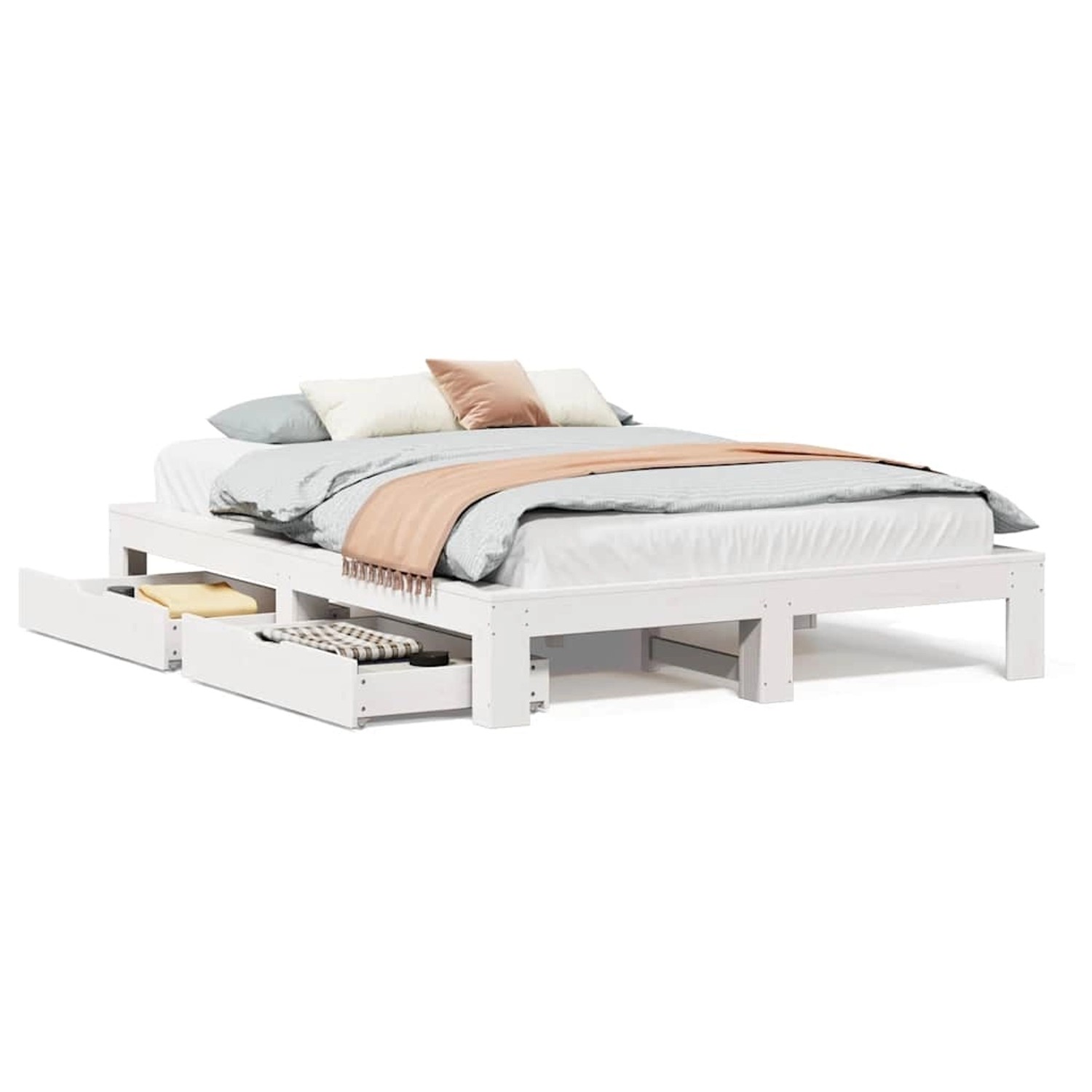 vidaXL Massivholzbett ohne Matratze Weiß 140x190 cm Kiefernholz 3309012 günstig online kaufen