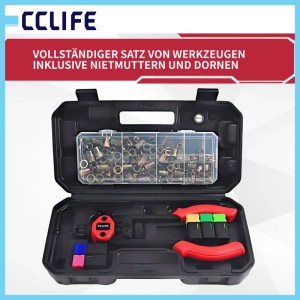 CCLIFE Nietmutternzange Set M5-M12 im Koffer, mit 150 Nietmuttern und Zubehör für Werkstatt.