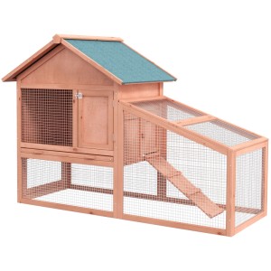 PawHut Hasenstall Tannenholz 144 x 64,5 x 100cm