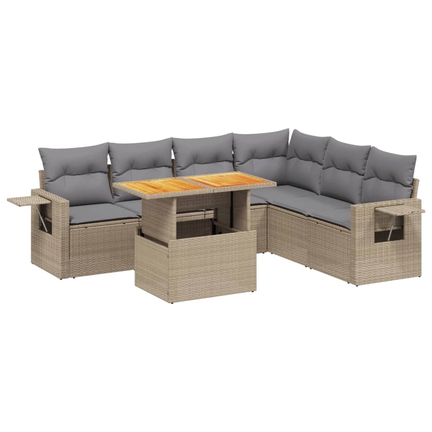 vidaXL 7-tlg Garten-Sofagarnitur mit Kissen Beige Poly Rattan Modell 421 günstig online kaufen