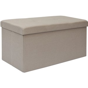 Beige DuneDesign Faltbare Sitzbank mit Truhe, 76x38x38 cm. Garderobenbank mit Stauraum.
