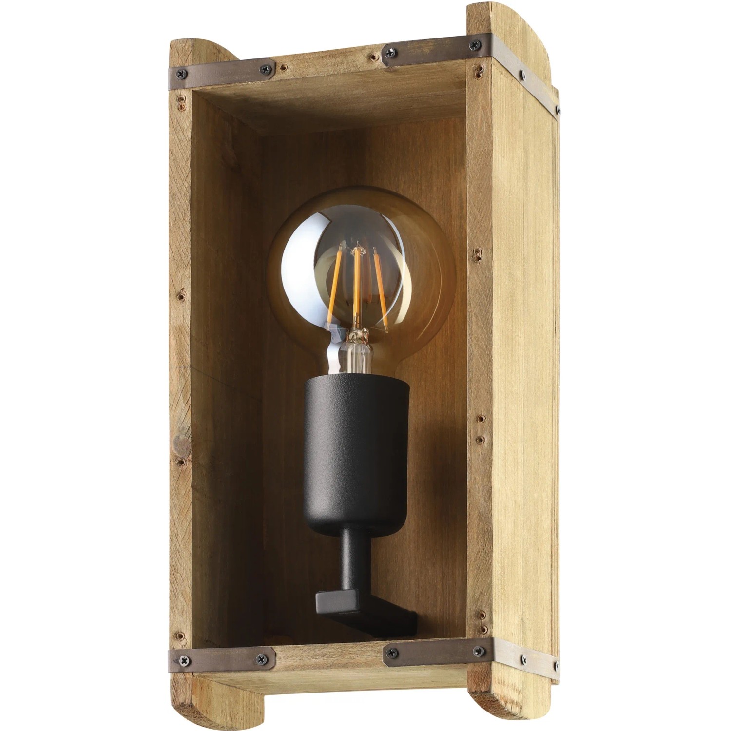 Eglo Wandleuchte 1-flammig Wootton 27 cm x 14,5 cm Schwarz-Braun