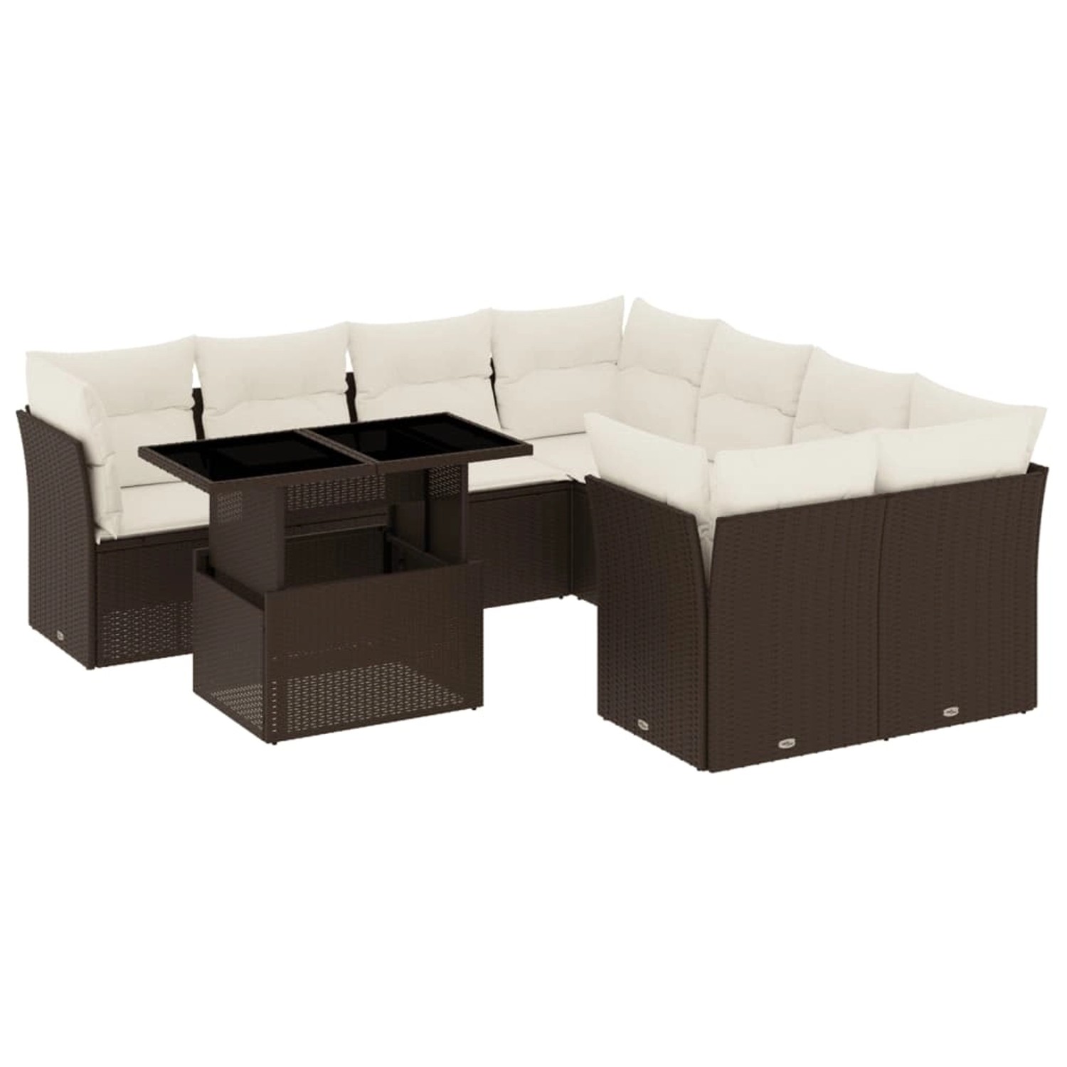 vidaXL 9-Tlg Garten-Sofagarnitur mit Kissen Braun Poly Rattan 3266433 günstig online kaufen