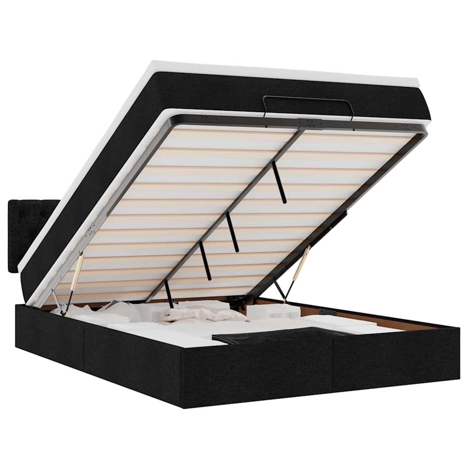 vidaXL Ottomane Bett mit Matratze & LEDs Schwarz 140x190 cm Stoff 3312390