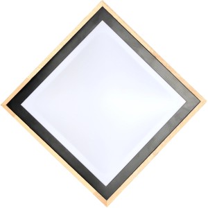 Moderne LED-Deckenleuchte Solstar von Luce Design mit Holzrahmen, 28,5x28,5 cm.