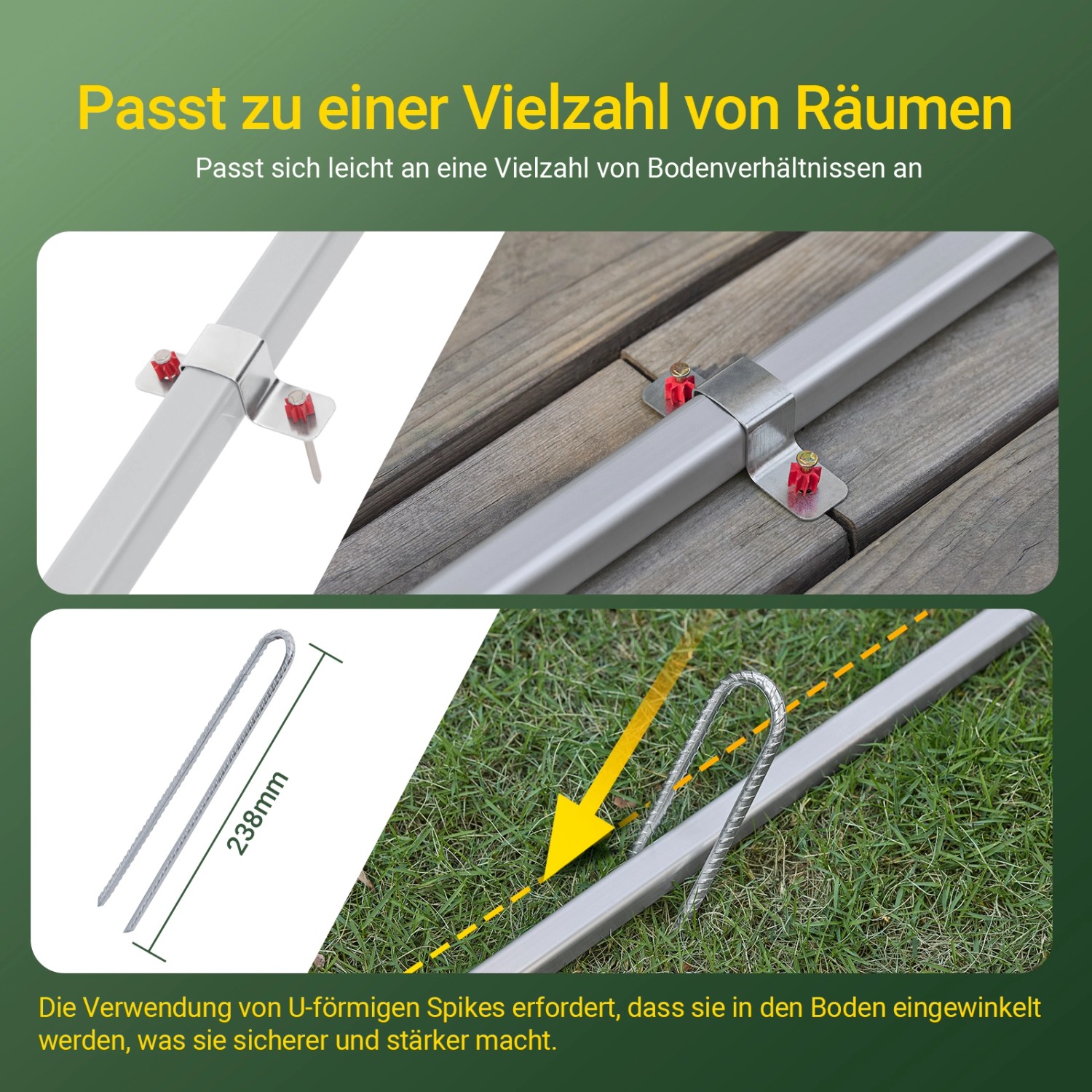 SoBuy Fahrradgarage für 2-4 Fahrräder Geräteschuppen mit UV-Schutz 159x165x219cm Grün KLS11-L-GR_4