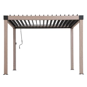 Sunjoy Multi-Pergola Matterhorn Eiche 306x306 cm, Terrassenüberdachung mit verstellbaren Lamellen.