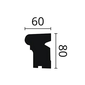 Detailzeichnung NMC FA14-Box DOMOSTYL Fenstersohlbank, Maße 60x80 mm.