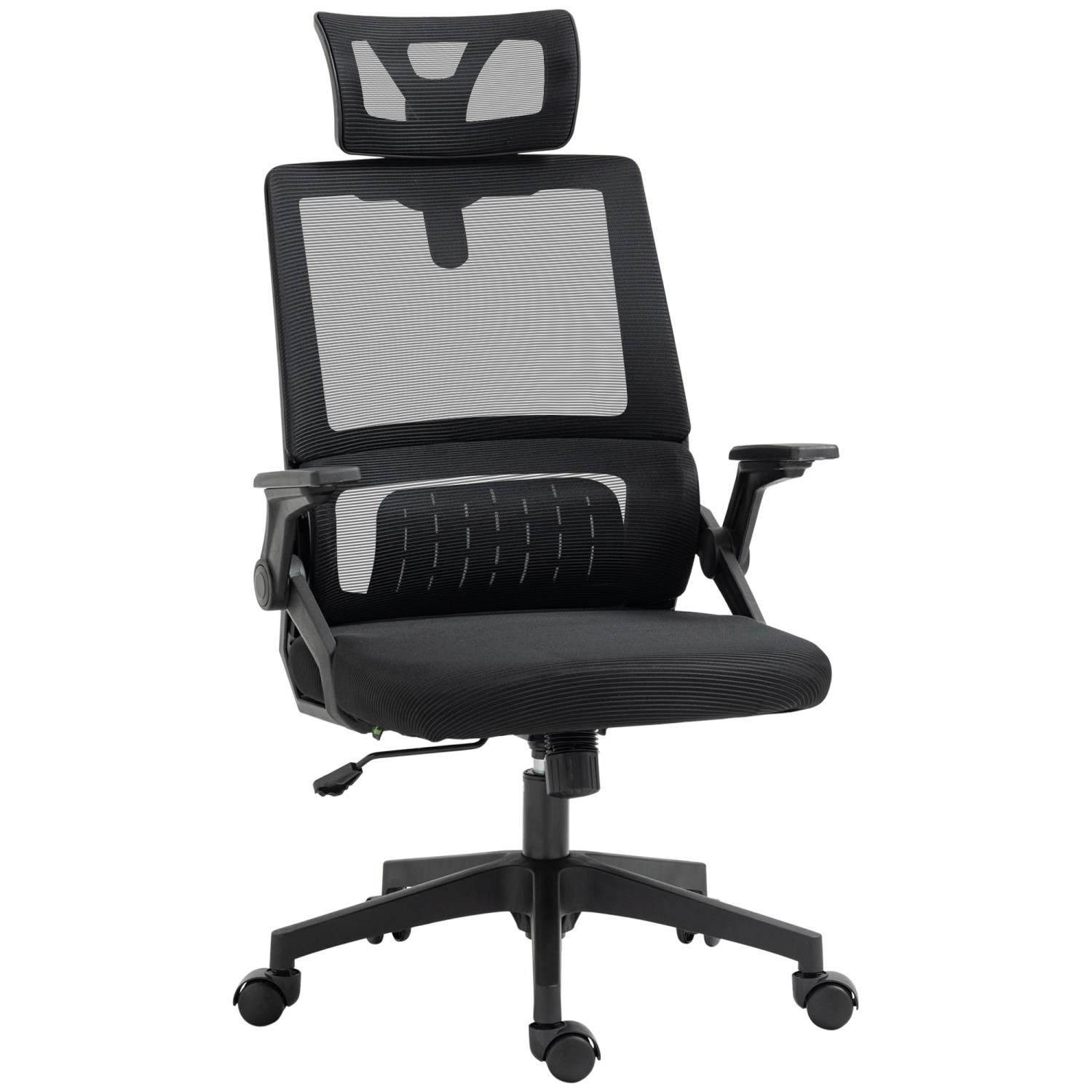 Vinsetto Bürostuhl mit Wippfunktion Mesh Schwarz 58L x 61B x 102-119H cm