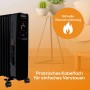 Schwarzer TroniTechnik Ölradiator TT OR 207 mit 7 Rippen und drei Heizstufen. Elektrische Heizung mit Rollen.
