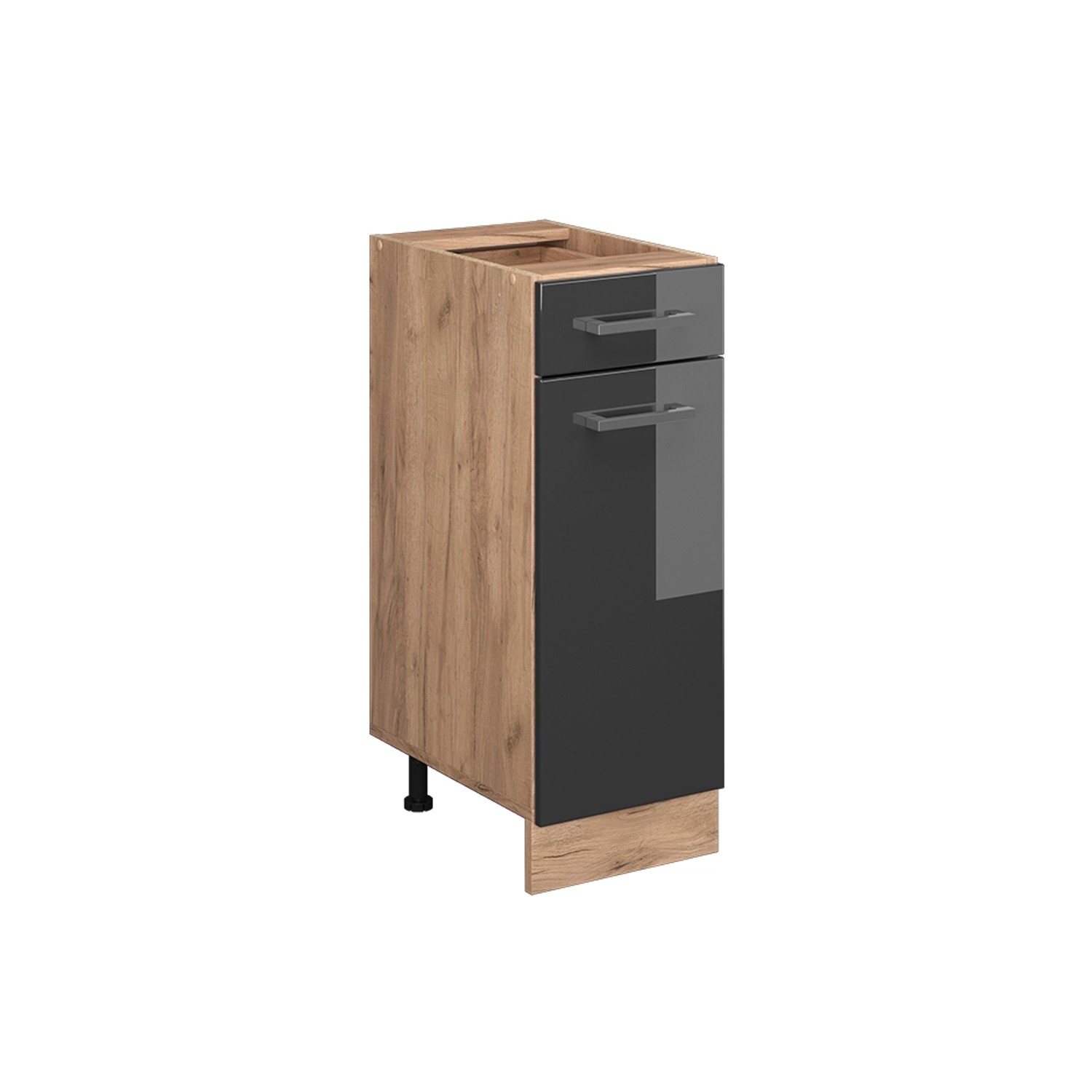 Vicco Küchenunterschrank R-Line Anthrazit Hochglanz/Goldkraft Eiche 30 cm ohne Arbeitsplatte
