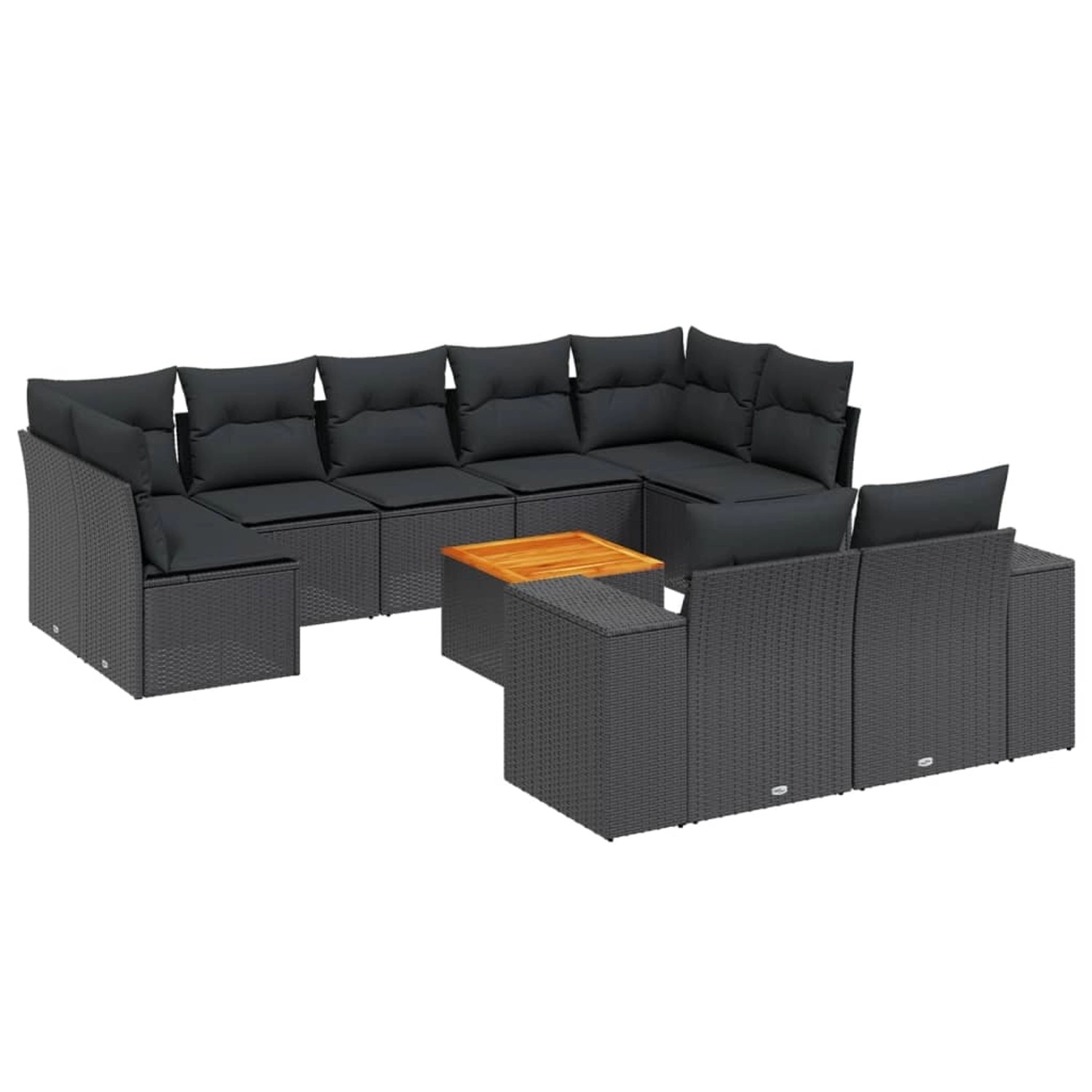 vidaXL 10-Tlg Garten-Sofagarnitur mit Kissen Schwarz Poly Rattan 3257924 günstig online kaufen