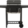 Tepro Toronto Holzkohlegrill Kompakt in Anthrazit-Edelstahl mit Ablageflächen und Ascheauffangschale.